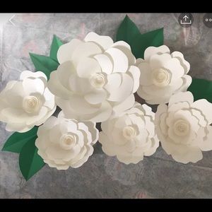 Giant white paper flowers backdrop
